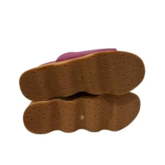 Charlotte Stone Truman Platform Mule Clog Leather Magenta Wood Sole Size 8 - Picture 9 of 13